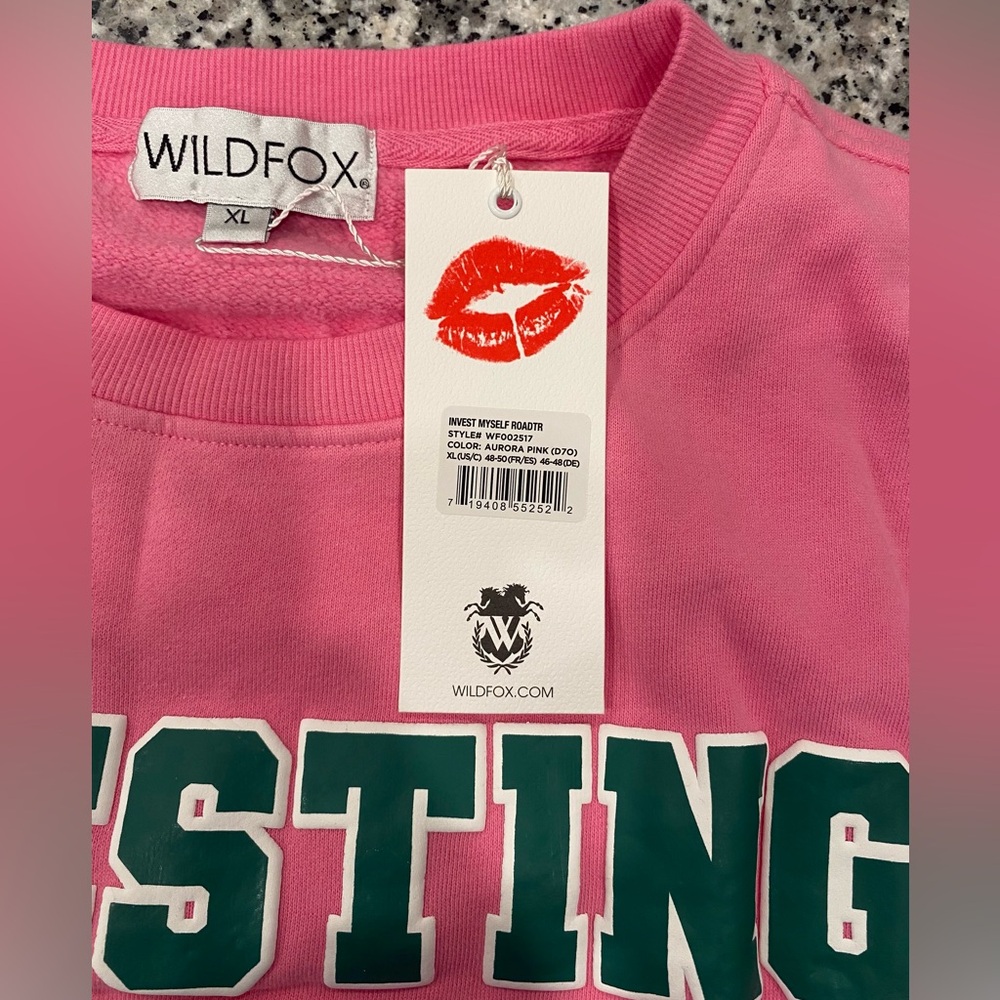 Wildfox Sweatshirt Women's Crew Neck Investing In Myself Aurora Pink XL - Picture 10 of 12